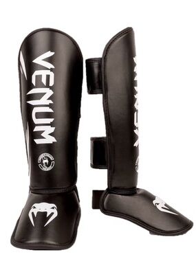 Venum Challenger Kids Shin Guards Youth MEDIUM Muay Thai MMA Black/White NEW